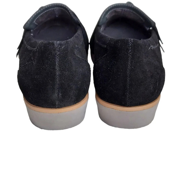 Aerosoles Black Suede Sidewalk Bow Trim Pointed Toe Small Wedge Loafers Slip Ons - Picture 4 of 14